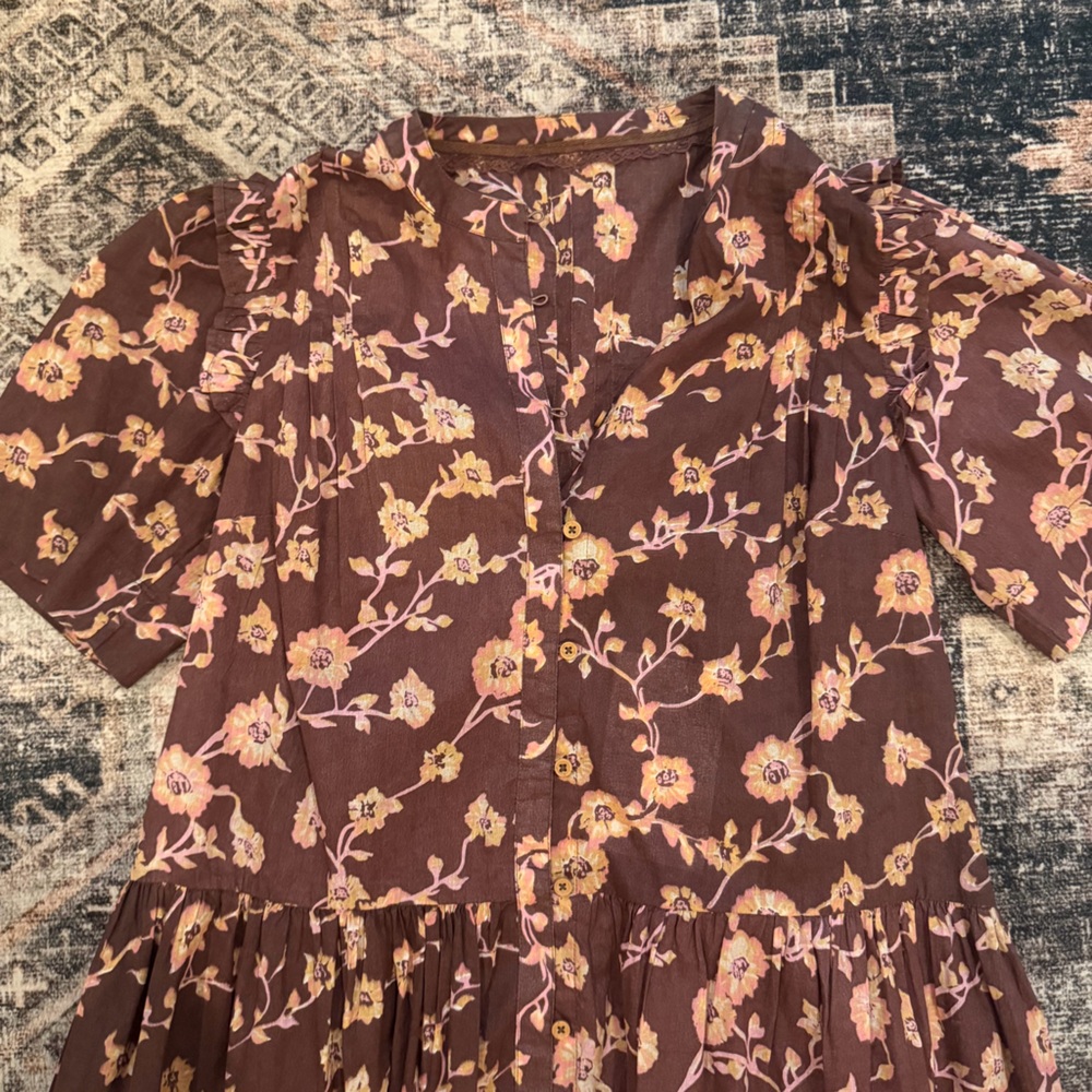 Free People Bella Mae Midi Chocolate Floral Dress - NWT Sample - Picture 3 of 6